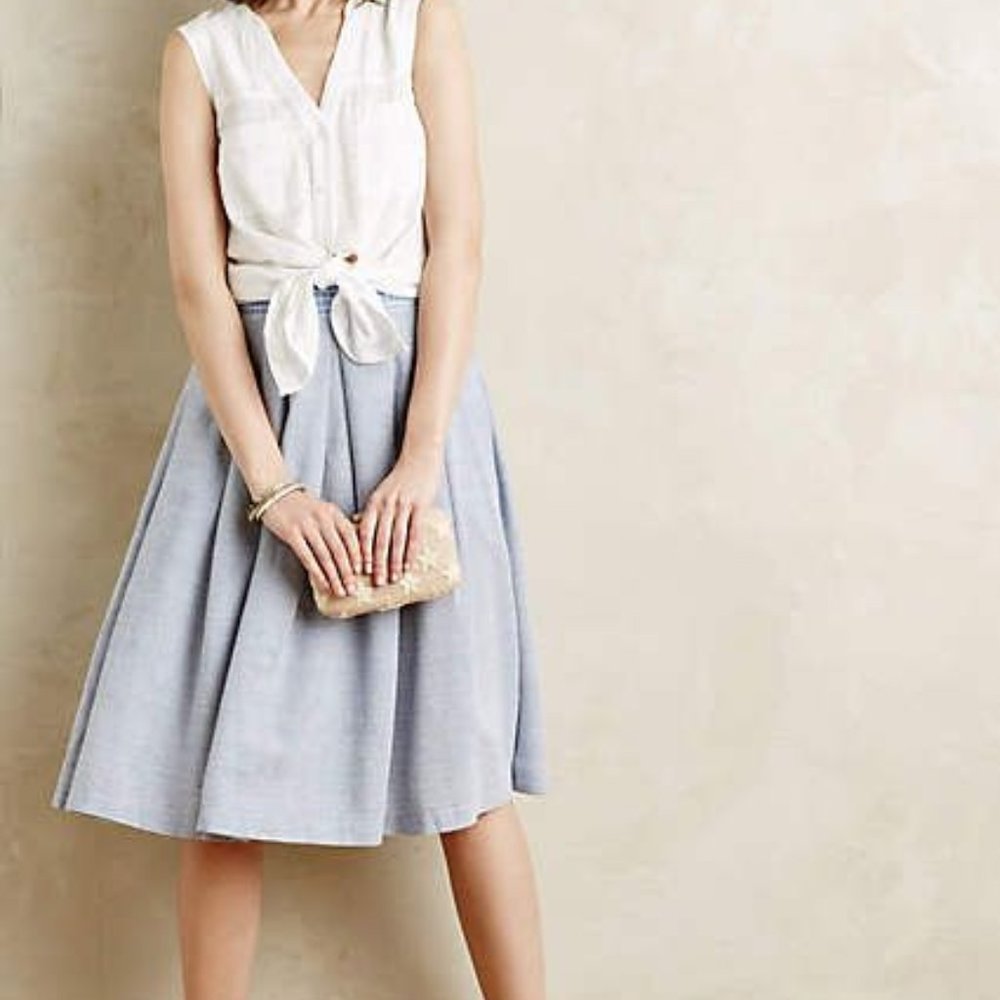 NWT Anthropologie Harlyn Byrdie Blue and White Striped Skirt